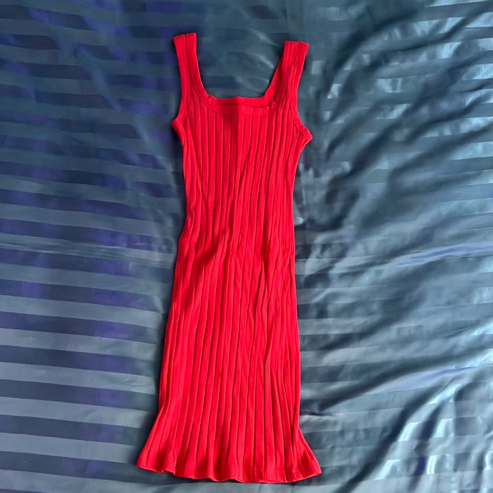 XS red ribbed mini dress